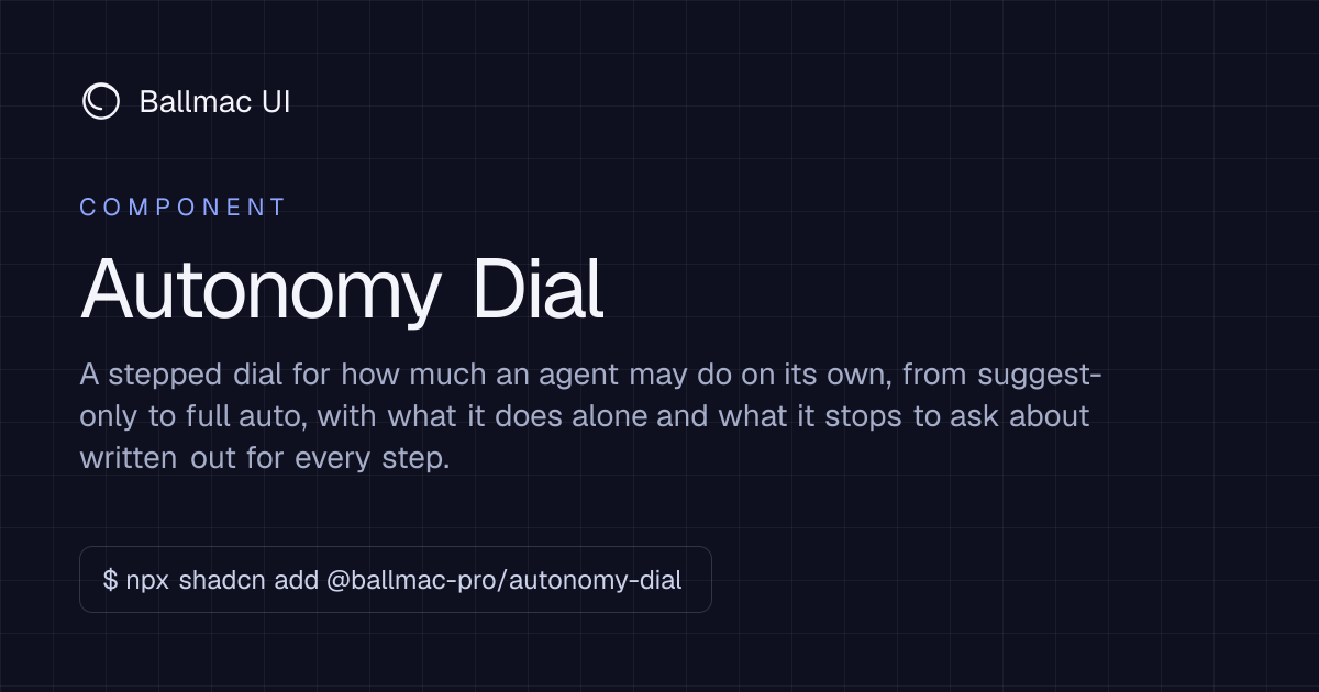 Autonomy Dial: React + Tailwind component | Ballmac UI