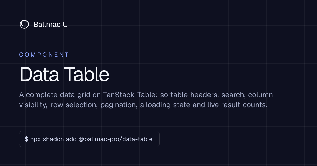 Data Table: React + Tailwind component | Ballmac UI