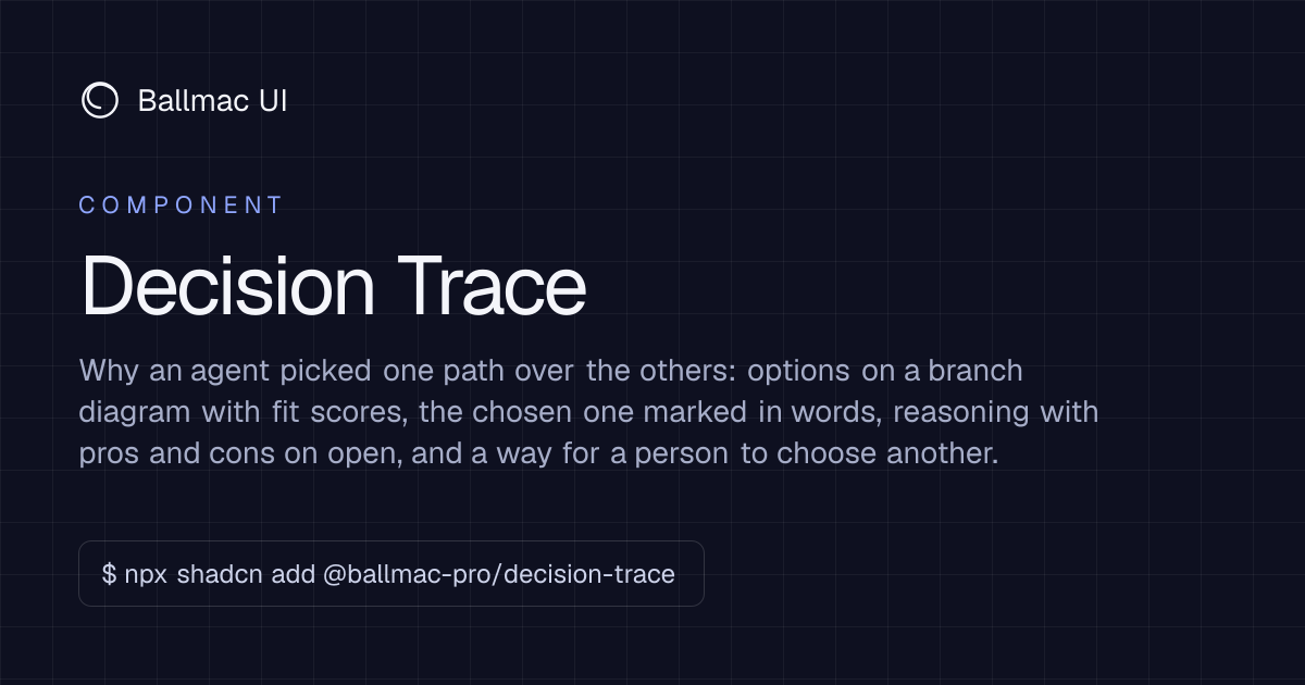 Decision Trace: React + Tailwind component | Ballmac UI