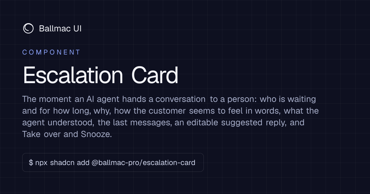 Escalation Card: React + Tailwind component | Ballmac UI