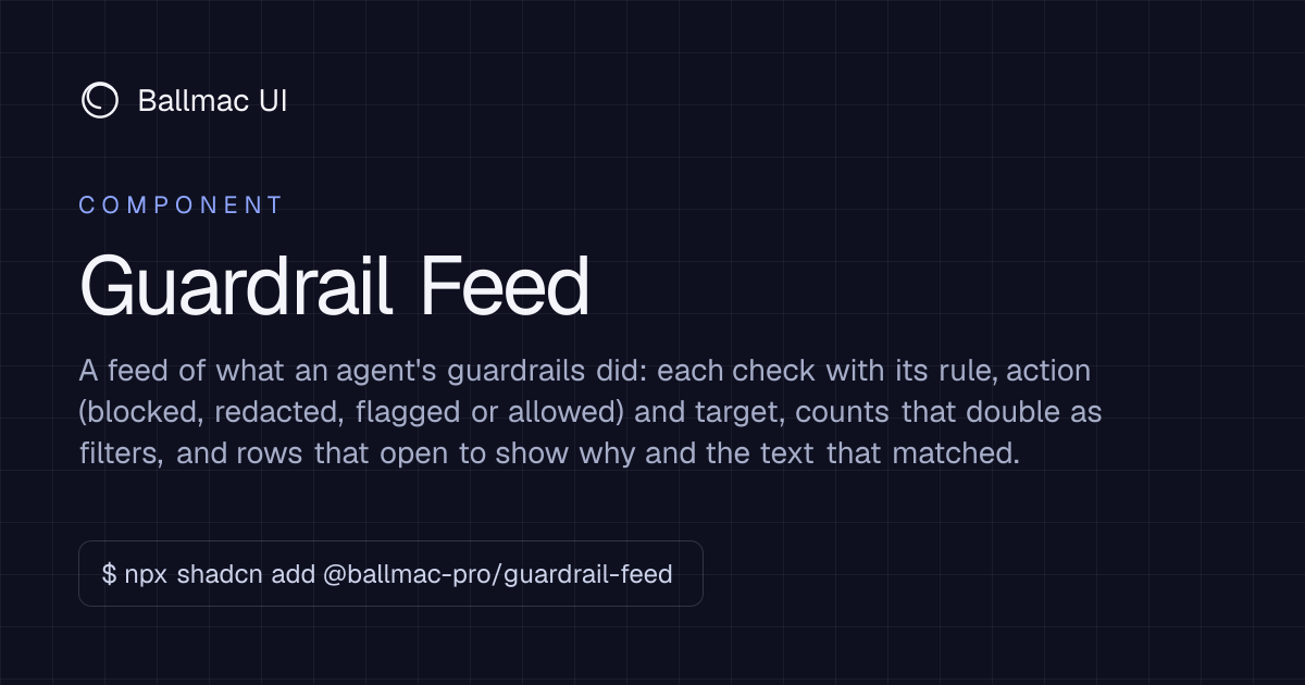 Guardrail Feed: React + Tailwind component | Ballmac UI