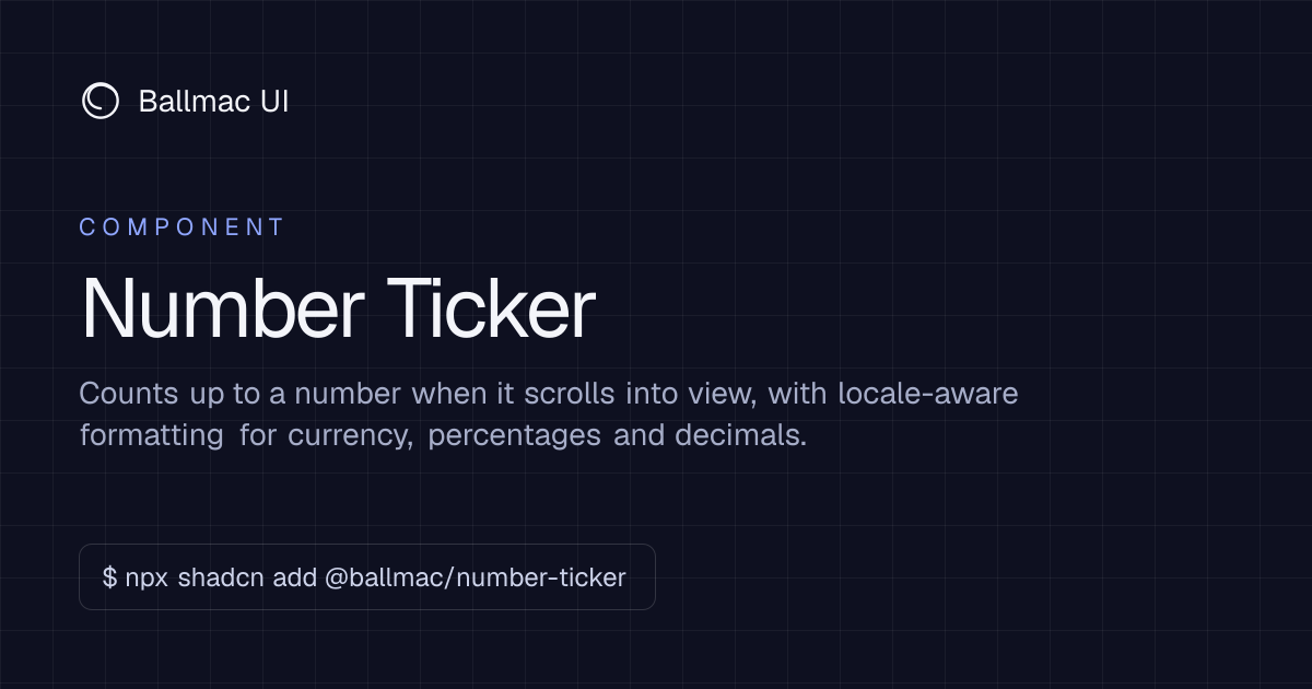 Number Ticker: React + Tailwind component | Ballmac UI