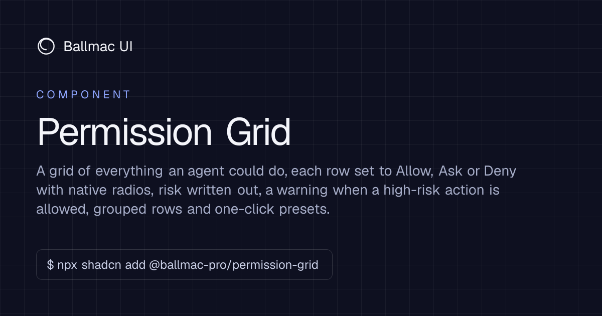 Permission Grid: React + Tailwind component | Ballmac UI
