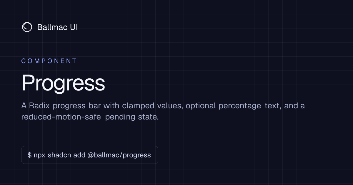 Progress: React + Tailwind component | Ballmac UI