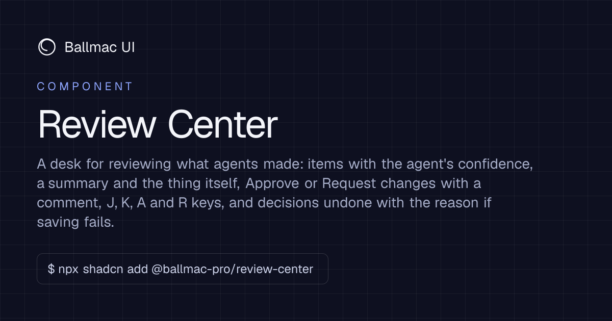 Review Center: React + Tailwind component | Ballmac UI