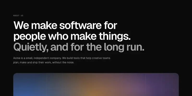 About 1: company story preview