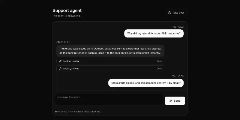 Agent 10: console with handoff preview