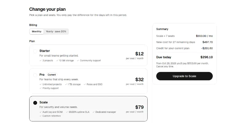 Billing 2: change plan with proration preview