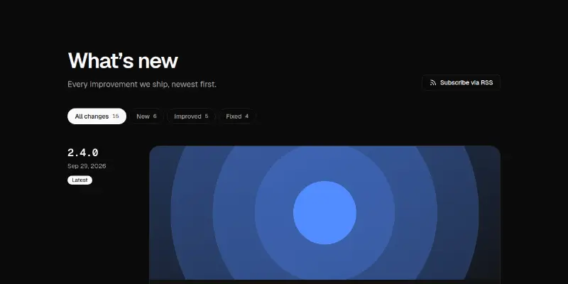 Changelog 1: release notes timeline preview