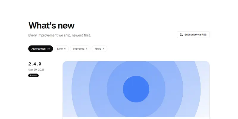 Changelog 1: release notes timeline preview
