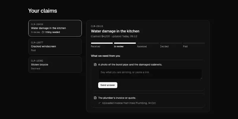 Claims 1: claim tracker preview