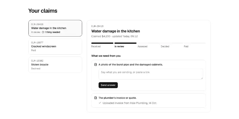 Claims 1: claim tracker preview