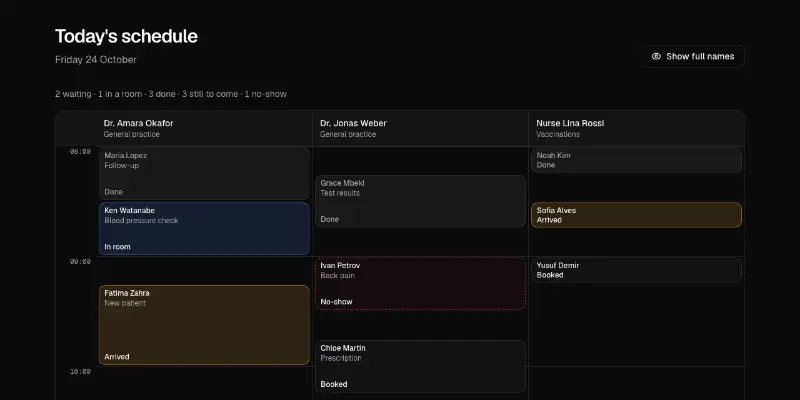 Clinic 1: day schedule preview