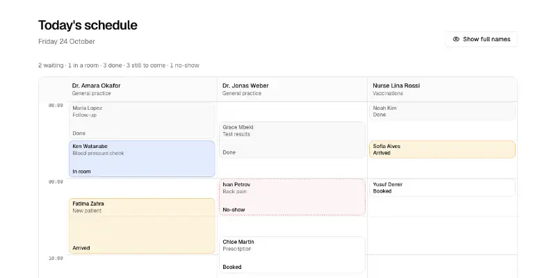 Clinic 1: day schedule preview