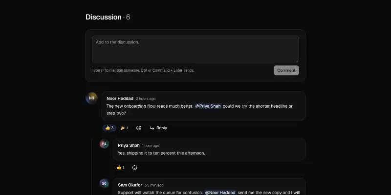 Comments 1: threaded discussion preview
