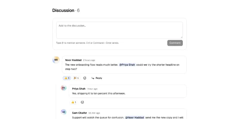 Comments 1: threaded discussion preview