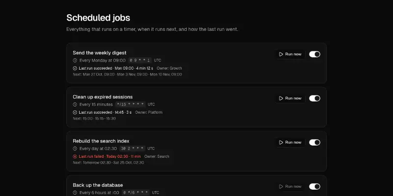 Cron 1: scheduled jobs preview