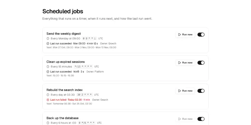 Cron 1: scheduled jobs preview