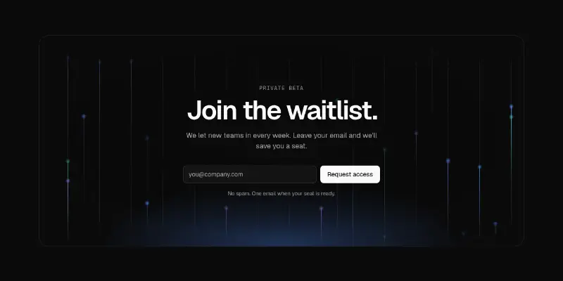 CTA 2: waitlist over light beams preview