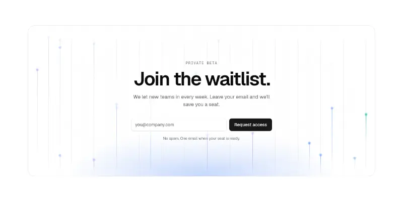 CTA 2: waitlist over light beams preview