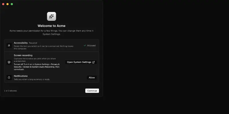 Desktop 5: permissions setup preview