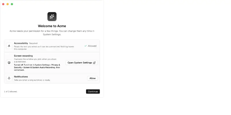 Desktop 5: permissions setup preview