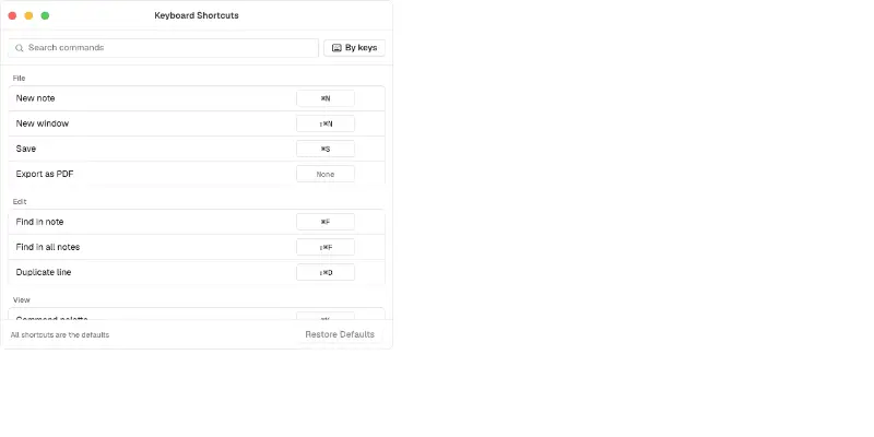 Desktop 8: keyboard shortcuts editor preview