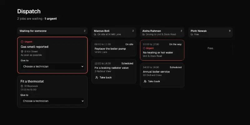 Dispatch 1: field service board preview