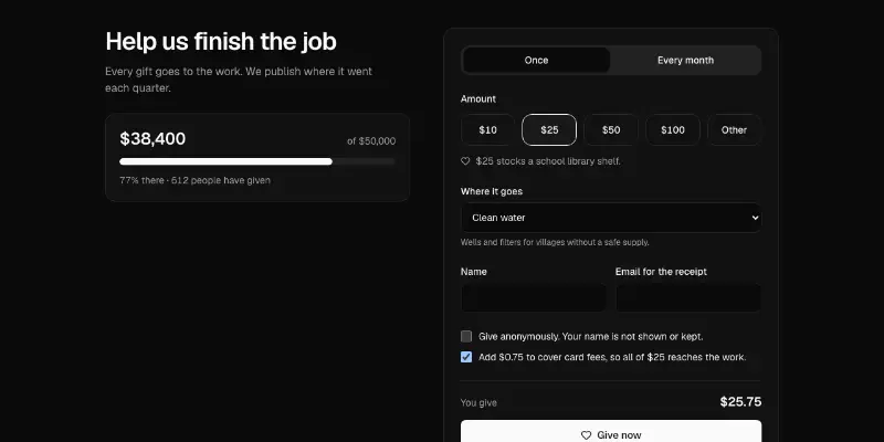 Donations 1: donation page preview