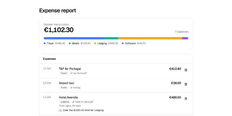 Expenses 1: expense report preview