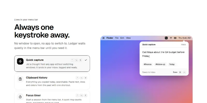 Features 7: menu bar app tour preview