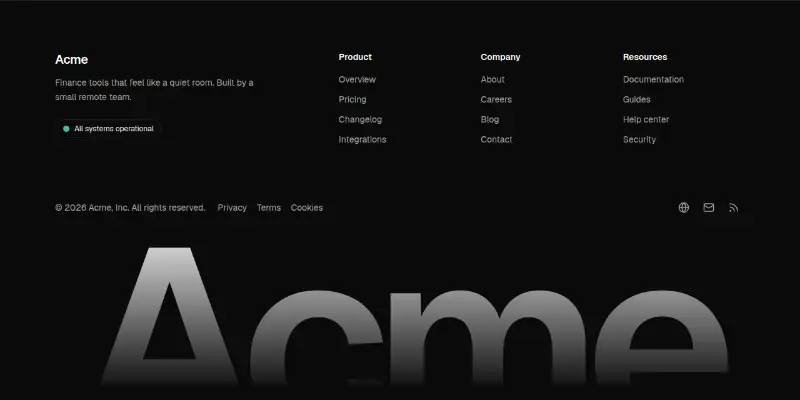 Footer 2: giant wordmark preview