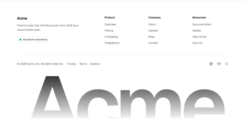 Footer 2: giant wordmark preview
