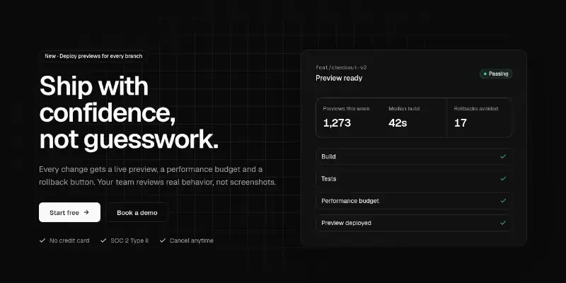 Hero 1: split with product visual preview