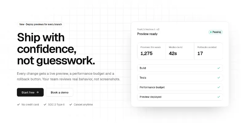 Hero 1: split with product visual preview