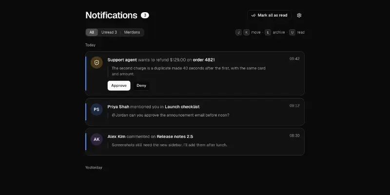 Inbox 1: notifications page preview