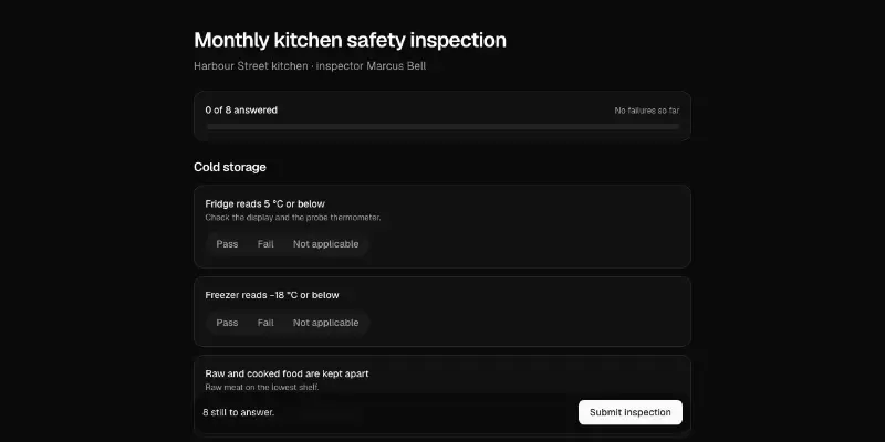 Inspection 1: checklist inspection preview