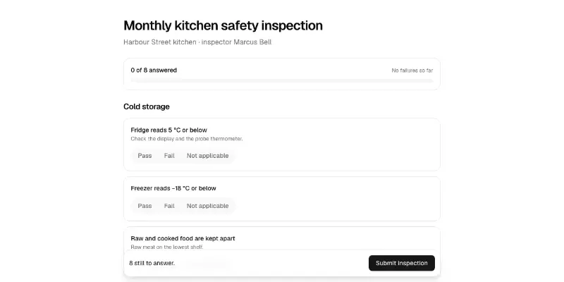 Inspection 1: checklist inspection preview