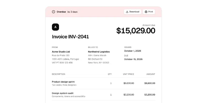 Invoice 1: invoice you can pay preview
