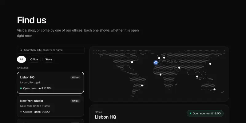 Locations 1: finder on a world map preview