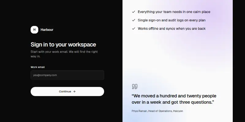 Auth Pro 6: split screen with single sign-on preview