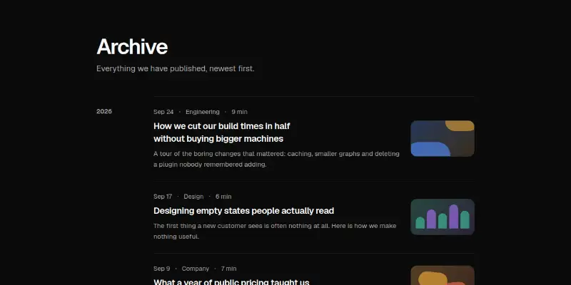 Blog Pro 4: archive grouped by year preview