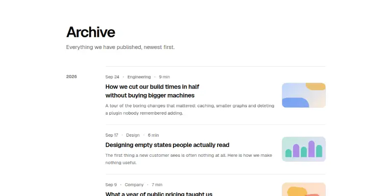 Blog Pro 4: archive grouped by year preview