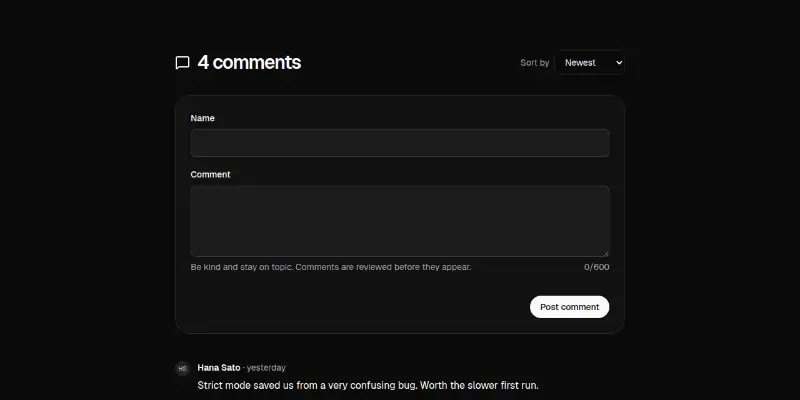 Blog Pro 8: comments thread preview