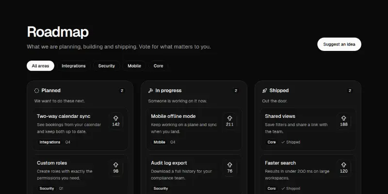 Changelog Pro 2: roadmap board with votes preview