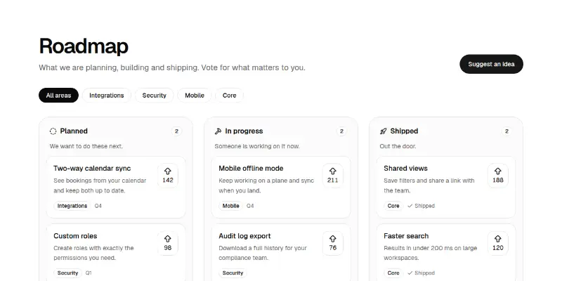 Changelog Pro 2: roadmap board with votes preview