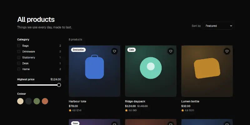 Ecommerce Pro 1: catalogue with filters preview
