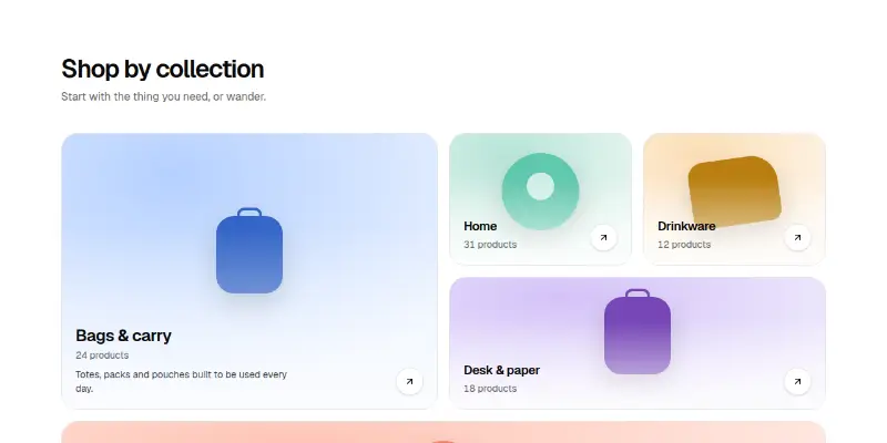 Ecommerce Pro 6: collection tiles preview