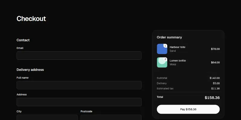Ecommerce Pro 9: single-page checkout preview