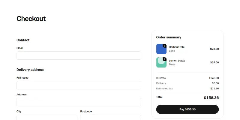 Ecommerce Pro 9: single-page checkout preview